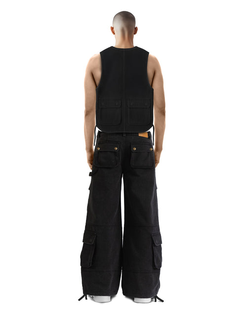 Cargo Vest Washed Black