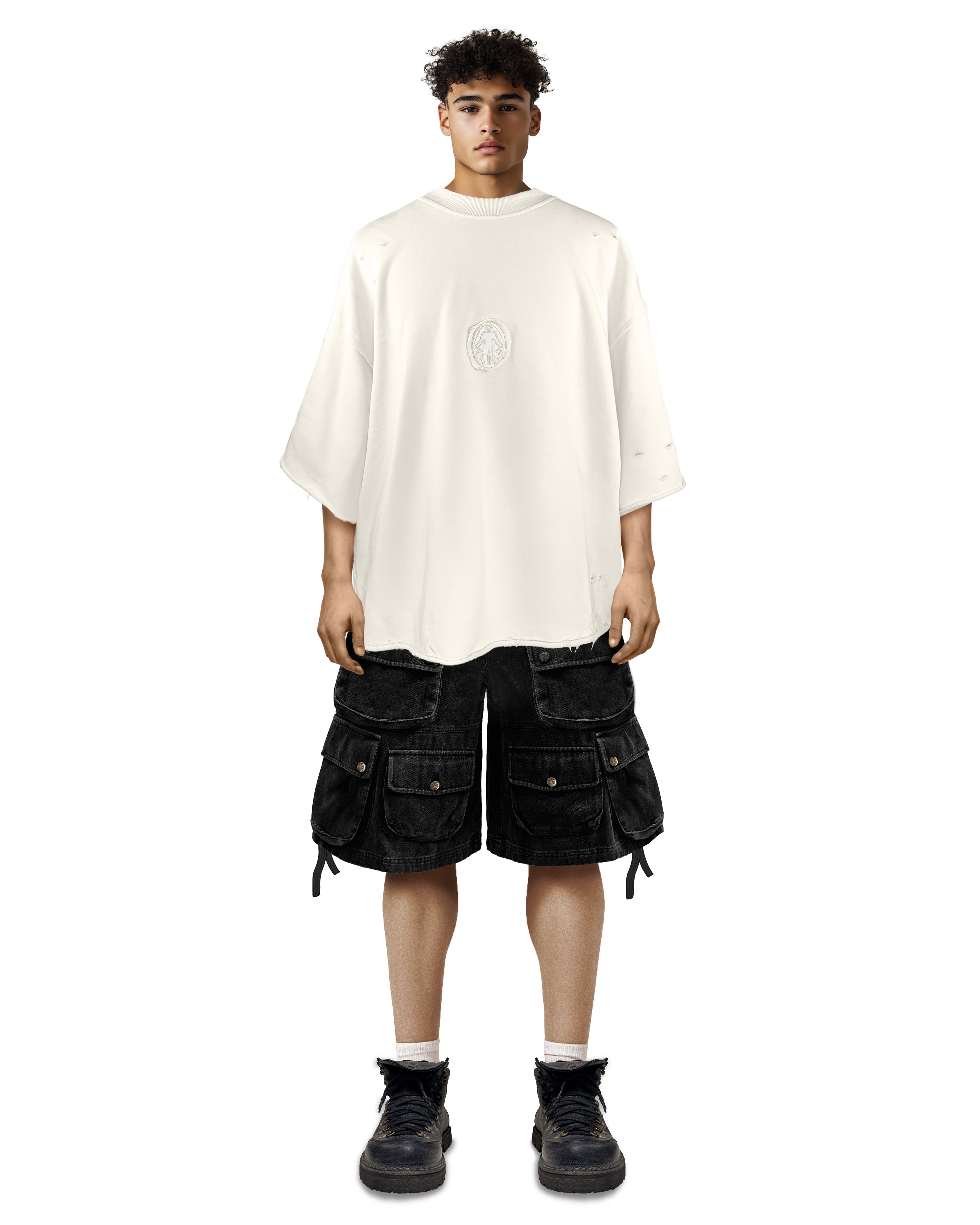 Short Sleeve White Crewneck