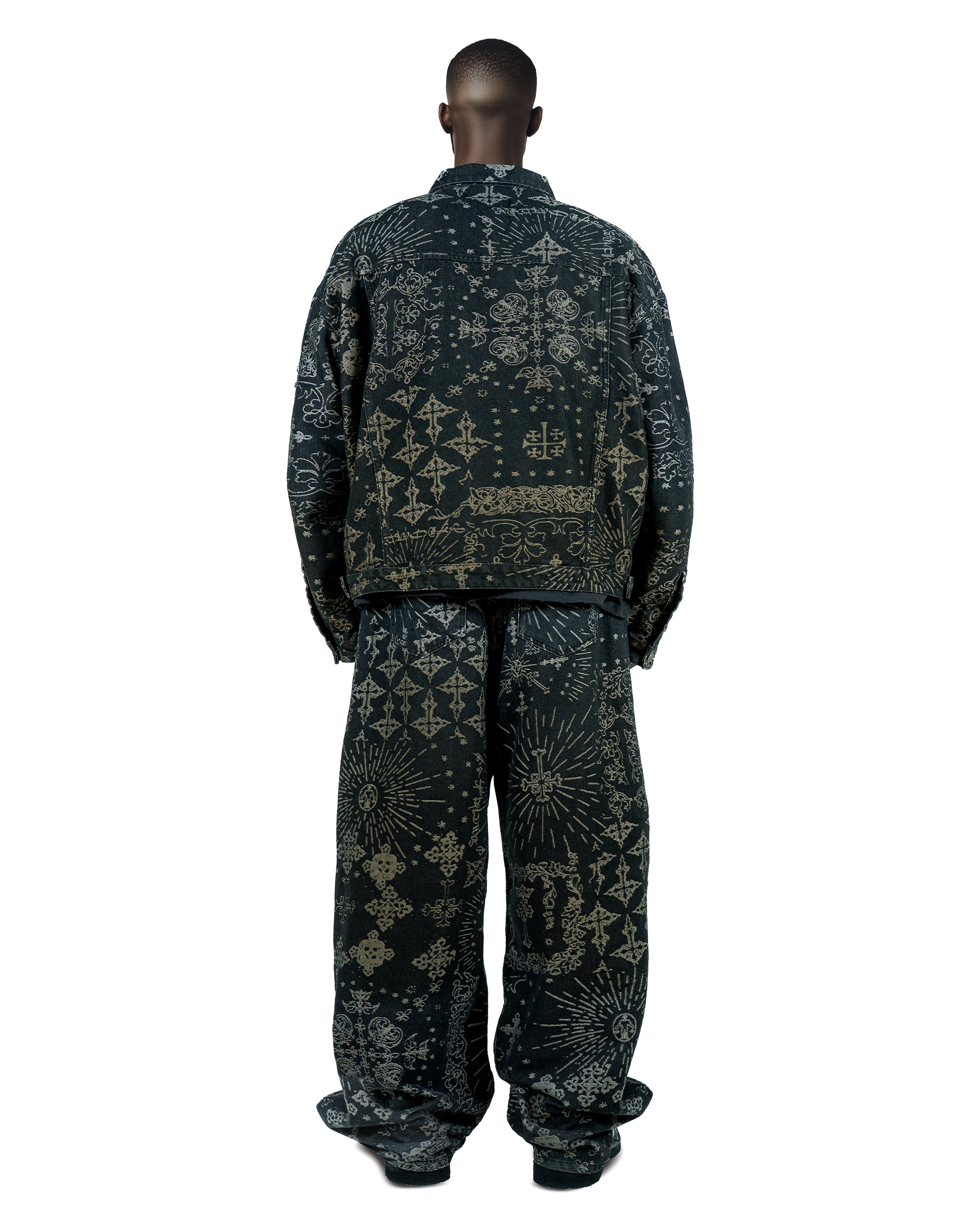 Jacquard Black Denim Jacket