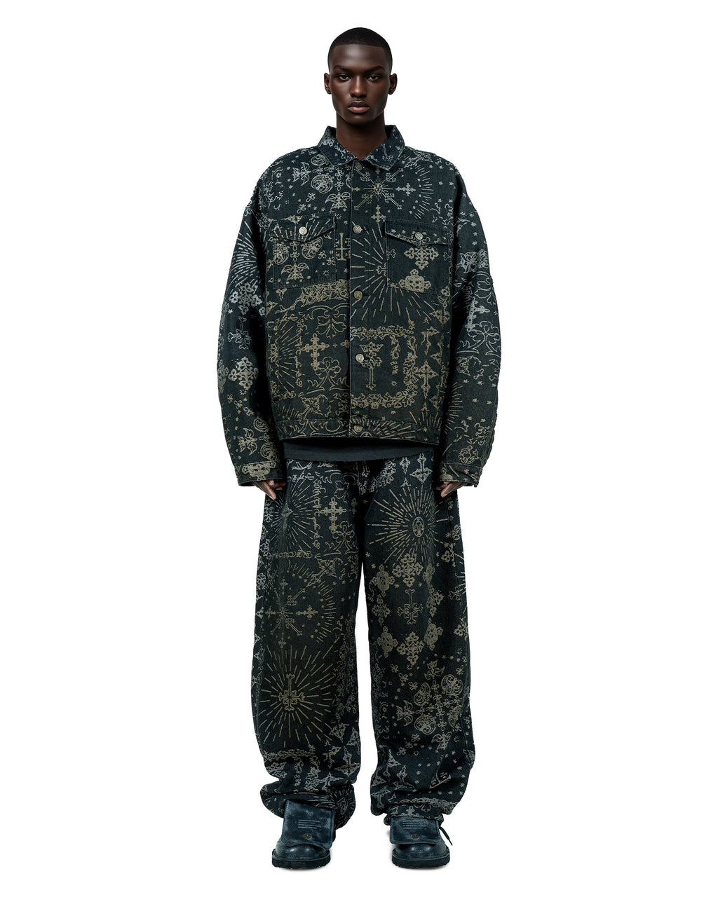 Jacquard Black Denim Jacket