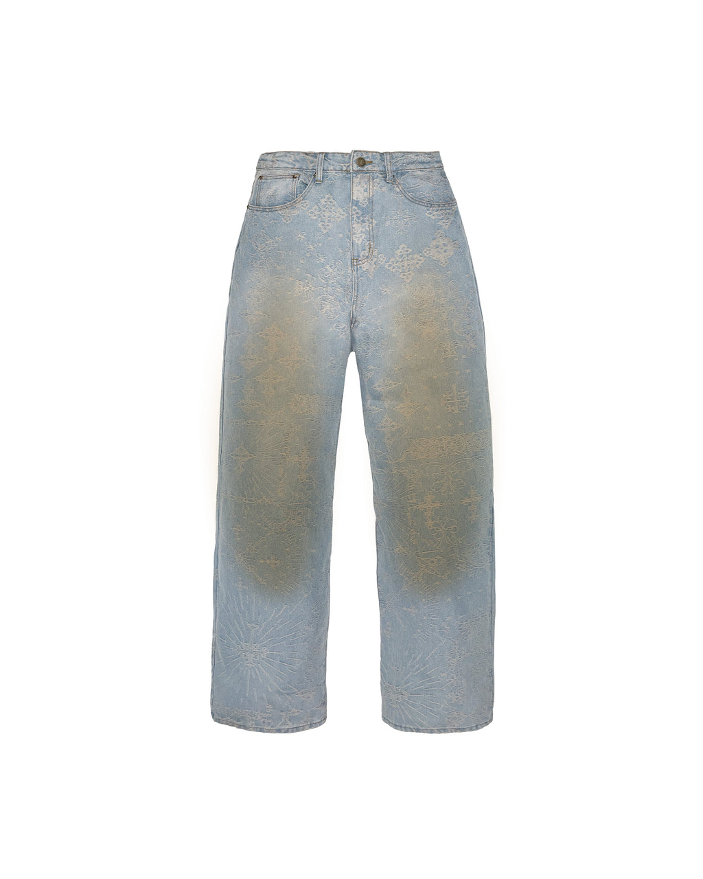 Jacquard Denim Pants Blue