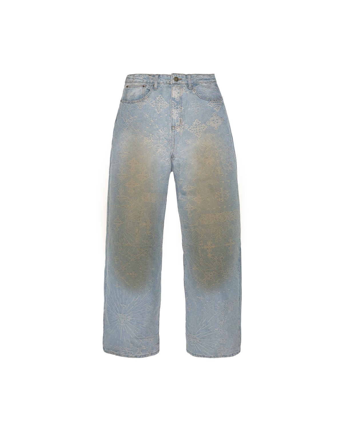 Jacquard Denim Pants Blue