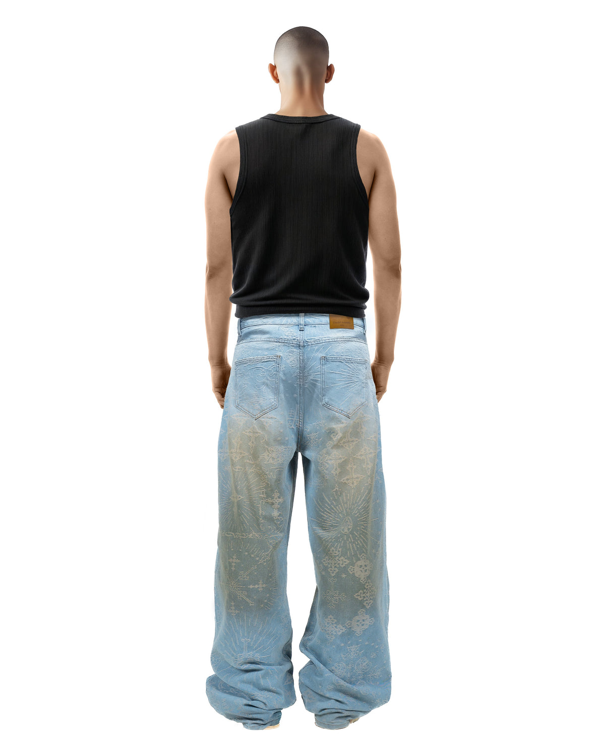 Jacquard Denim Pants Blue