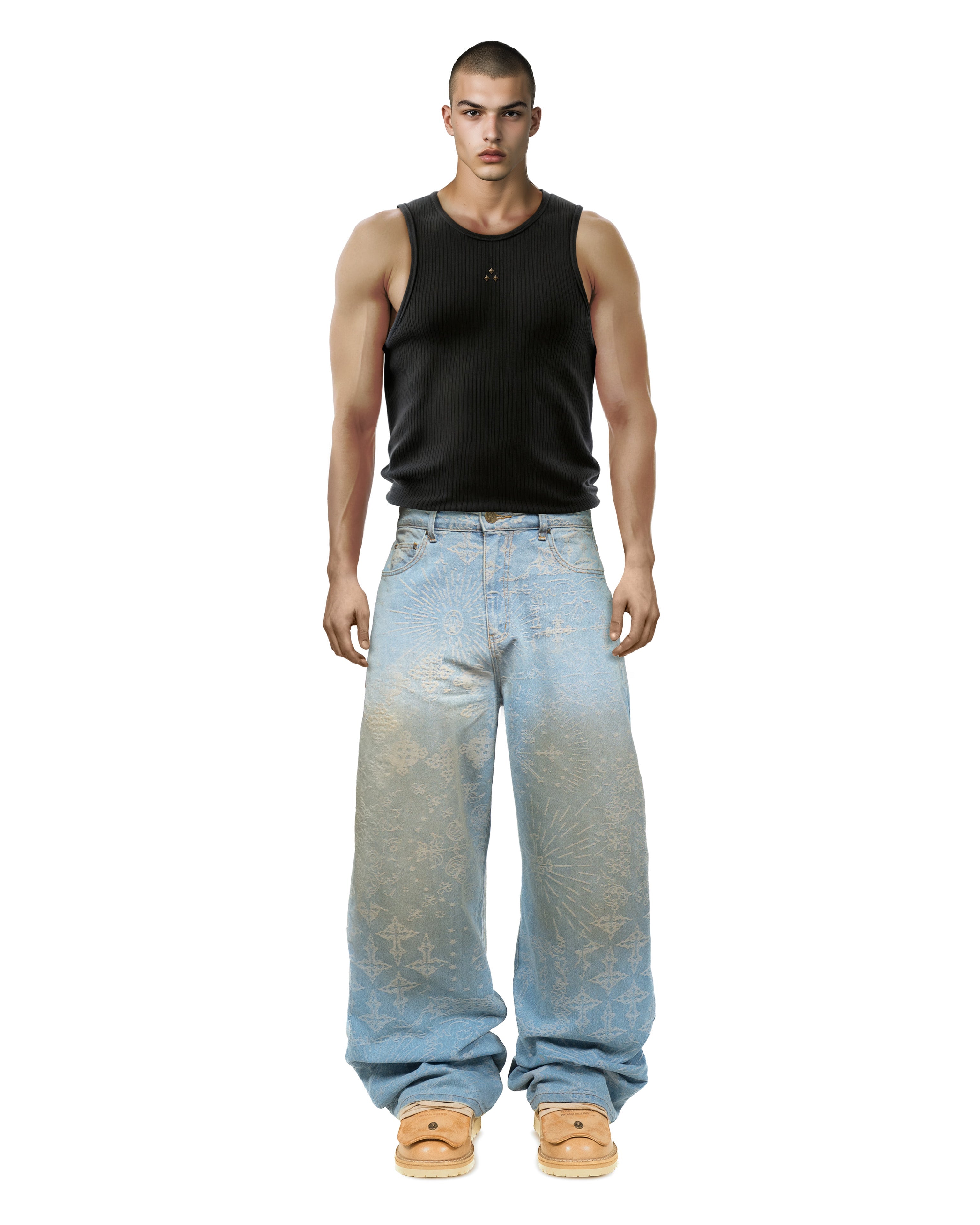 Jacquard Blue Jeans Pants