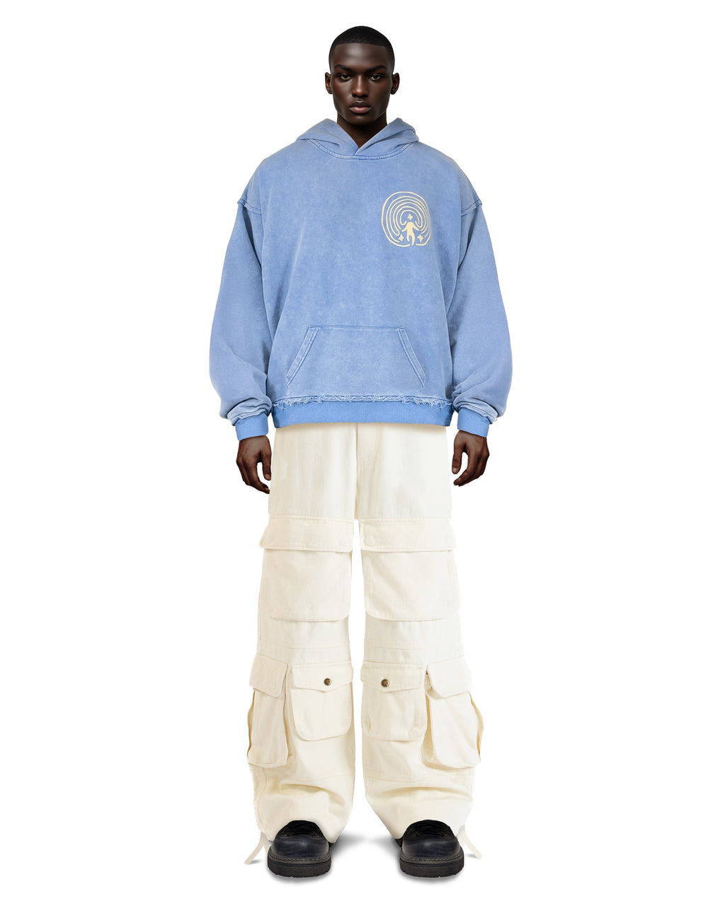 Hoodie Spiral Logo Washed Blue