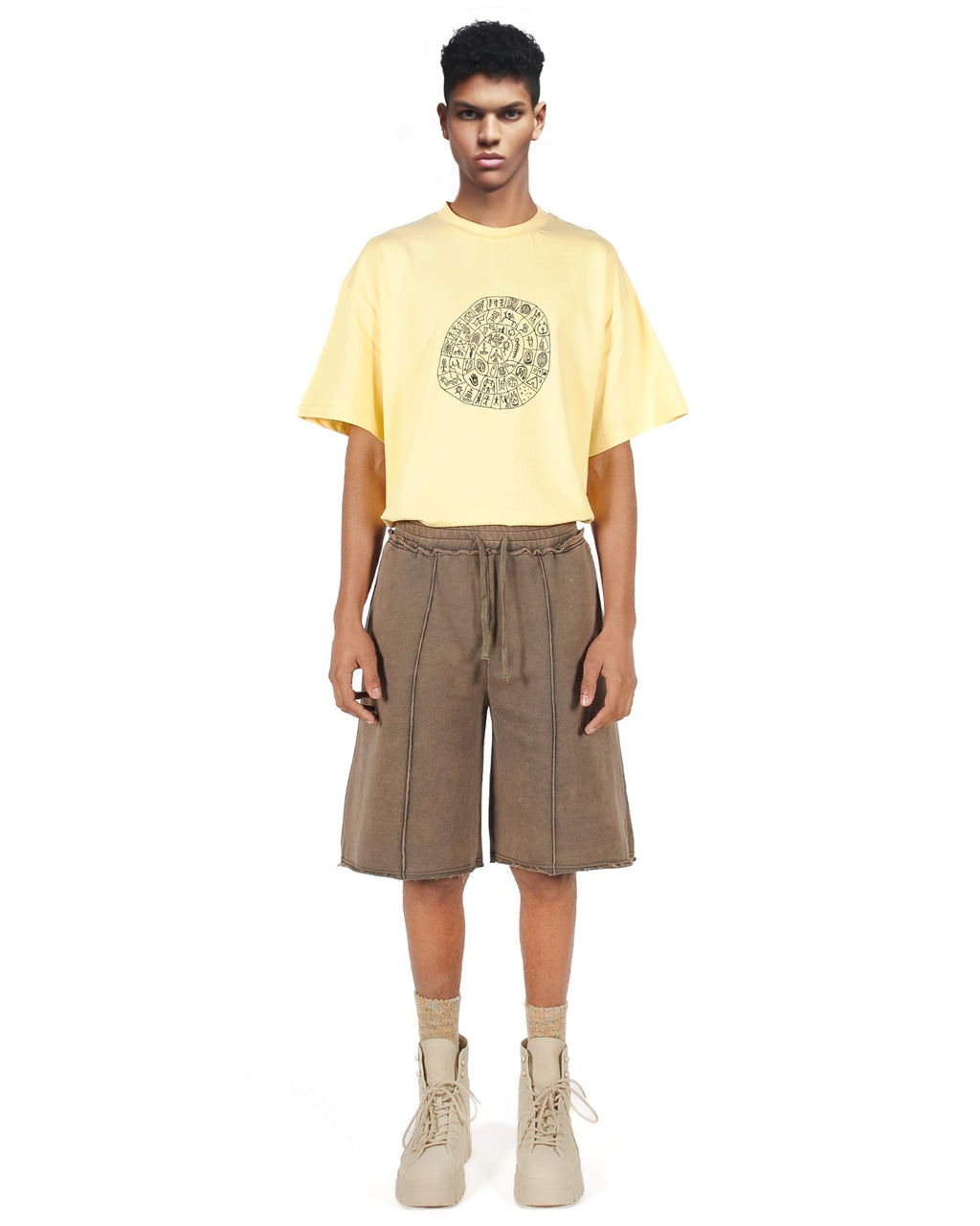 Washed Brown Sweat Shorts