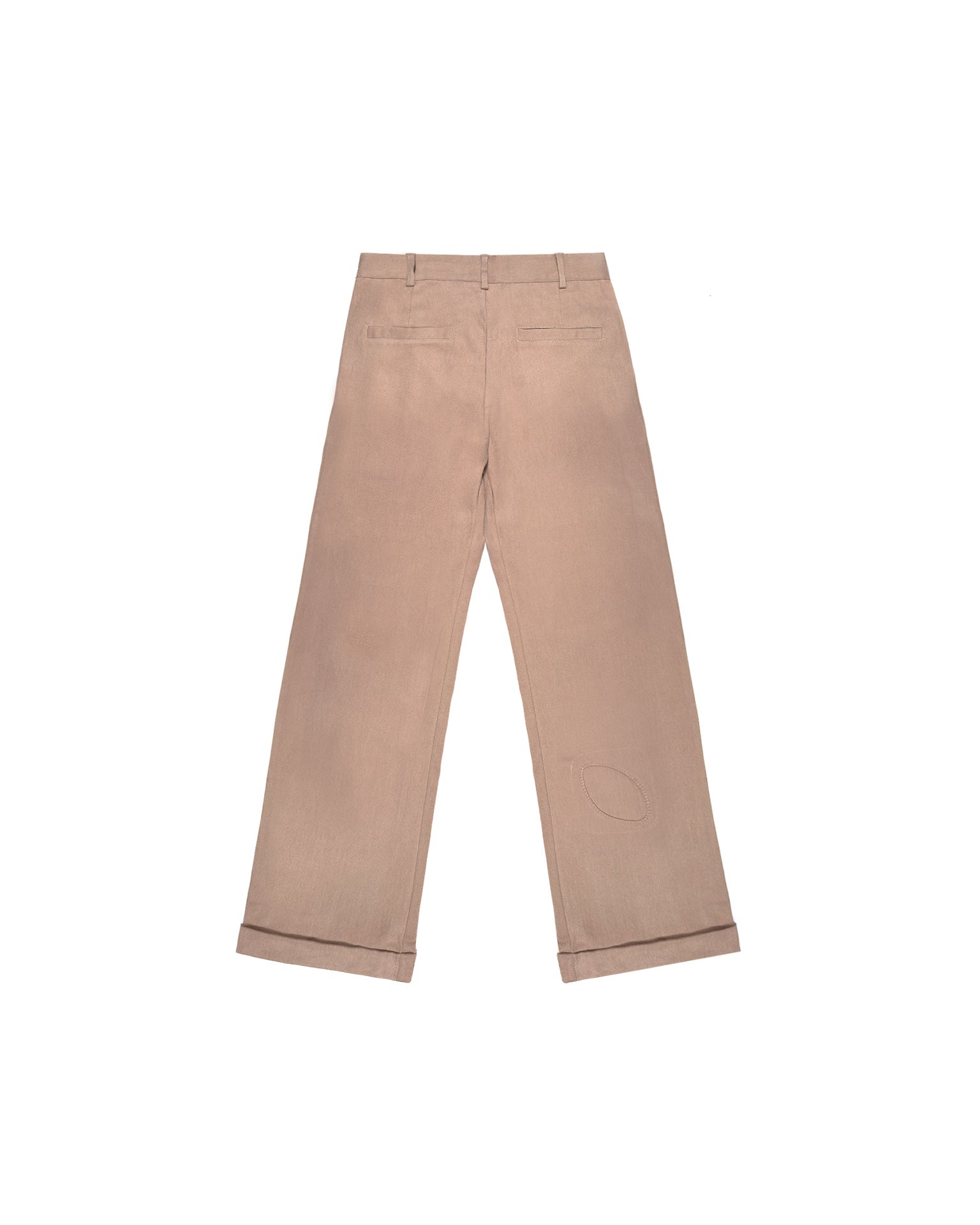 Beige Workwear Pleated Patch Pants