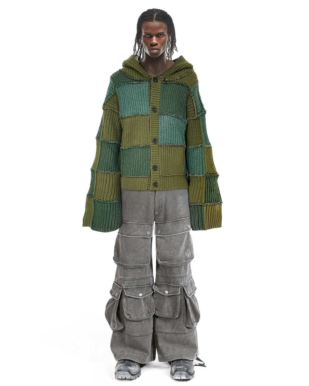 Cardigan Hoodie Knit Green
