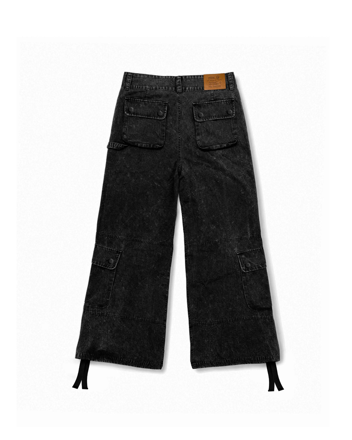 Cargo Wide Pants Washed Black