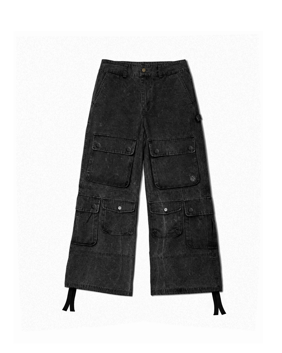 Cargo Wide Pants Washed Black