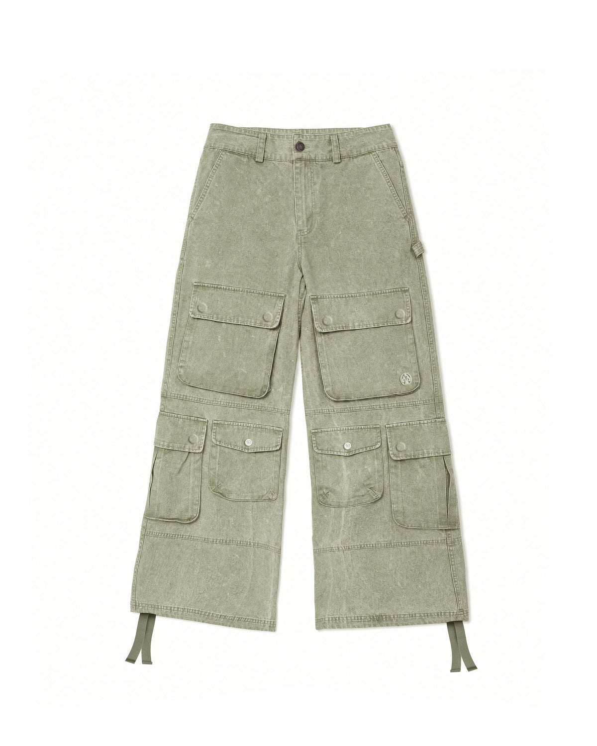 Cargo Wide Pants Washed Green