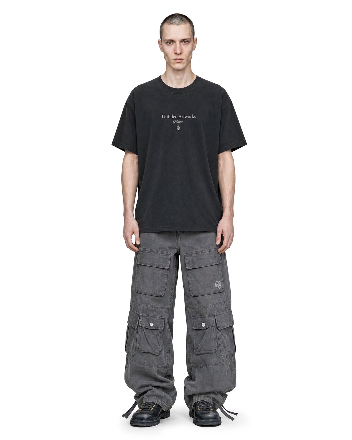 Cargo Wide Pants Washed Grey