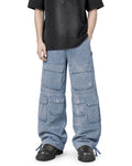 Cargo Wide Pants Washed Light Blue