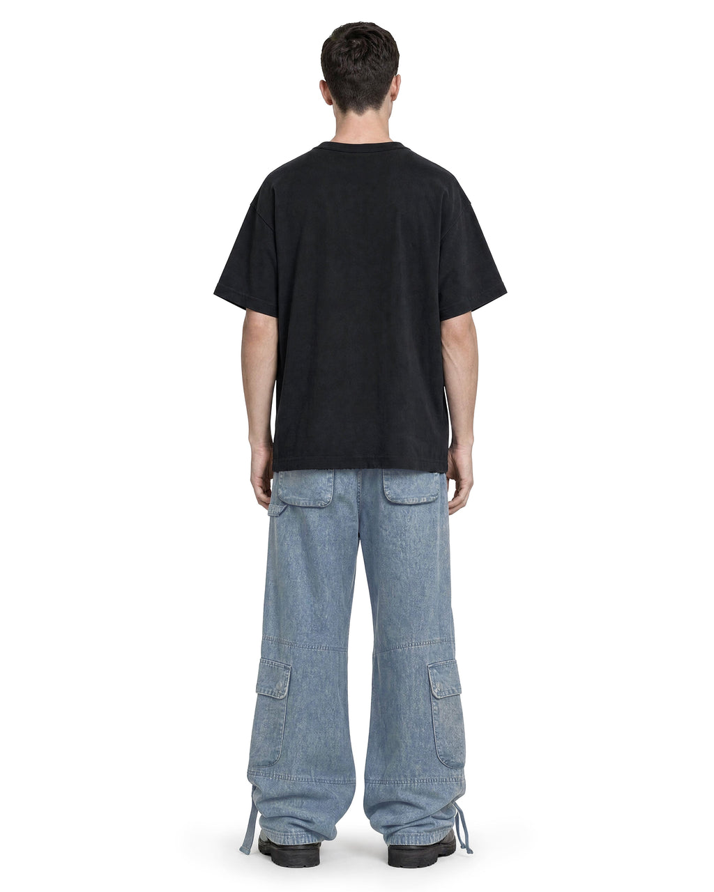 Cargo Wide Pants Washed Light Blue