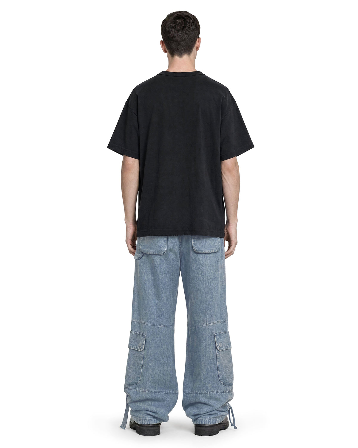 Cargo Wide Pants Washed Light Blue