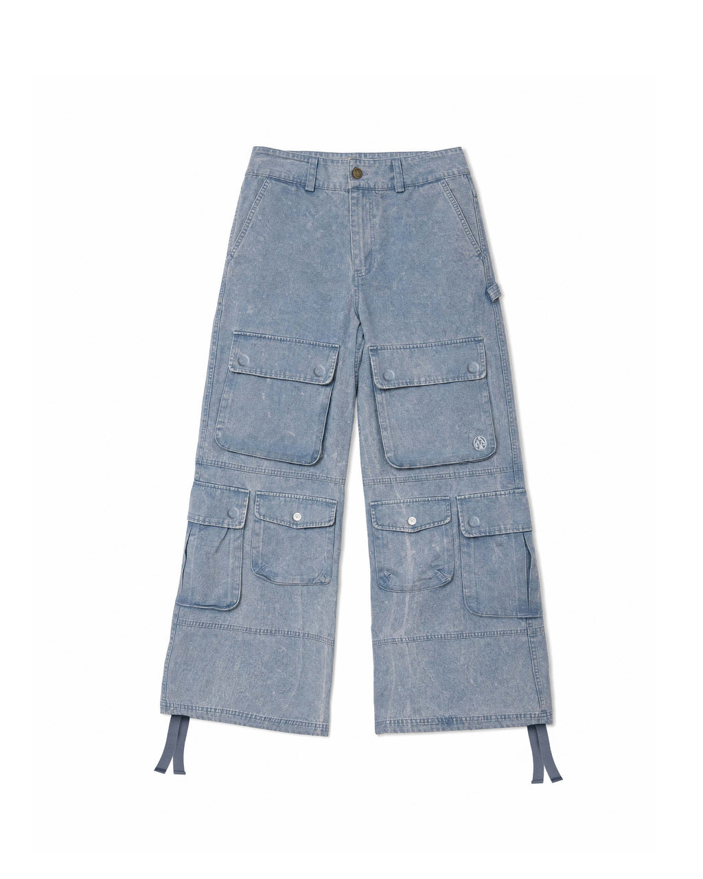 Cargo Wide Pants Washed Light Blue