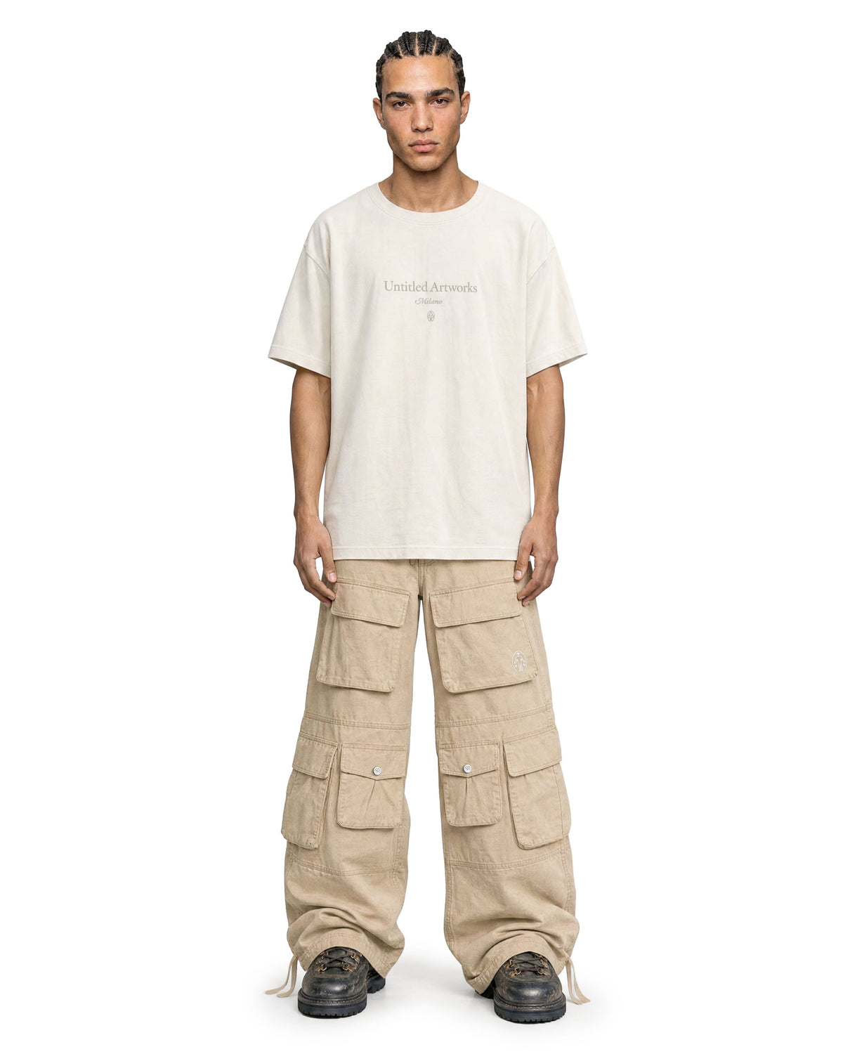 Cargo Wide Pants Washed Sand
