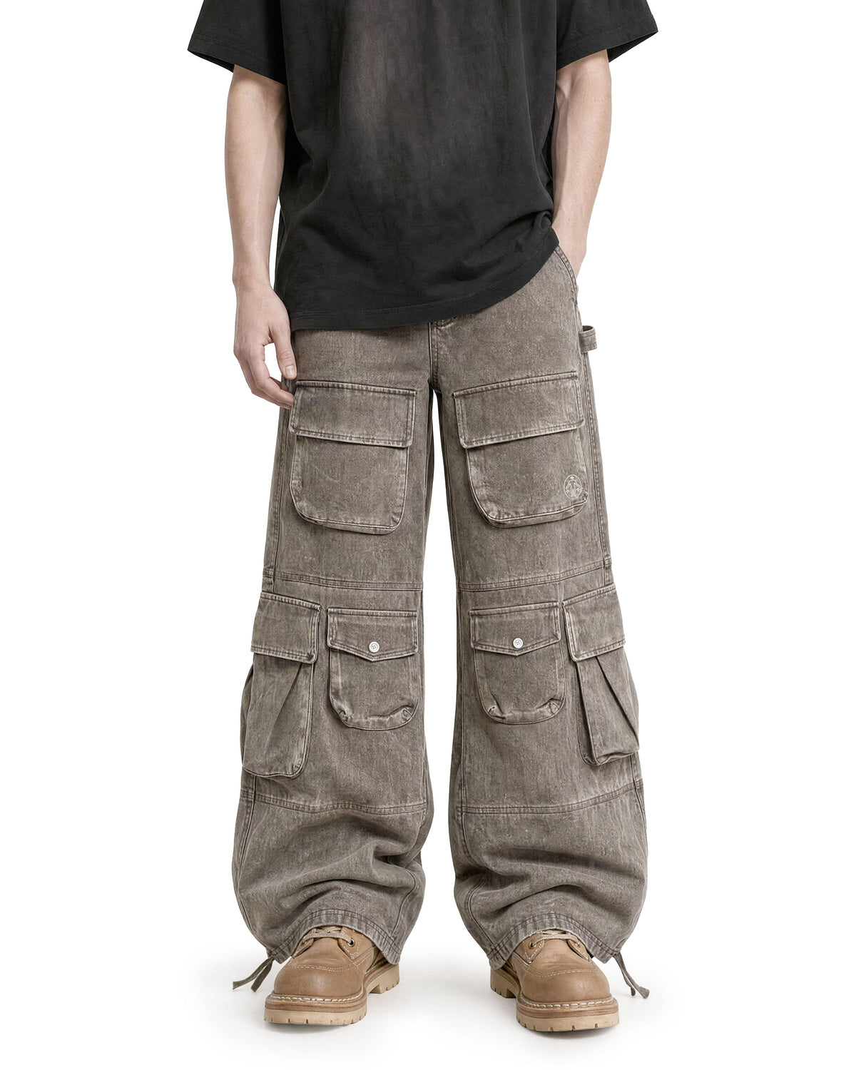 Cargo Wide Pants Washed Taupe