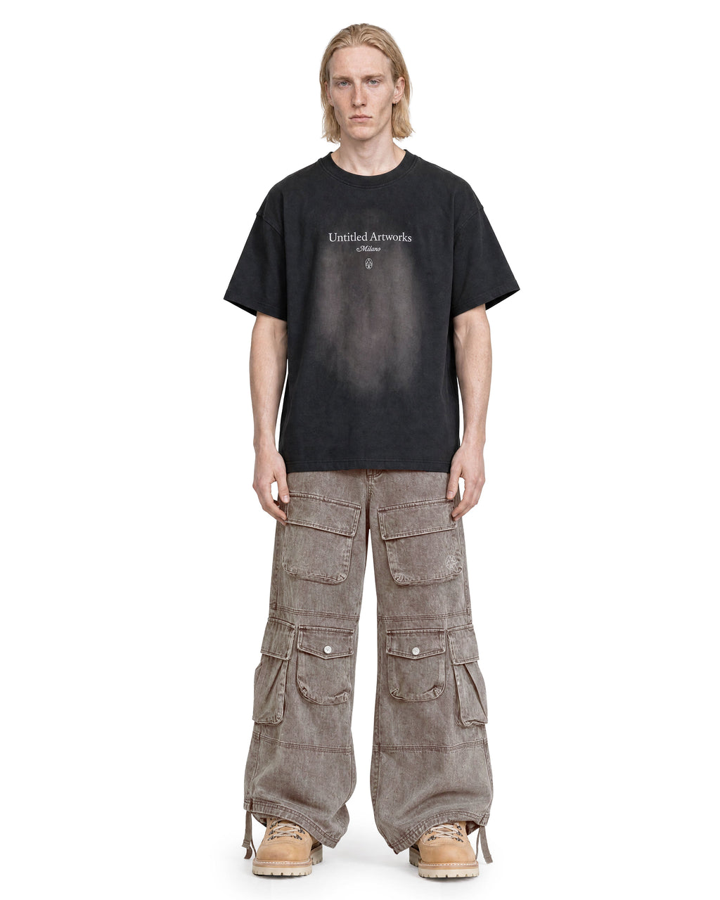 Cargo Wide Pants Washed Taupe
