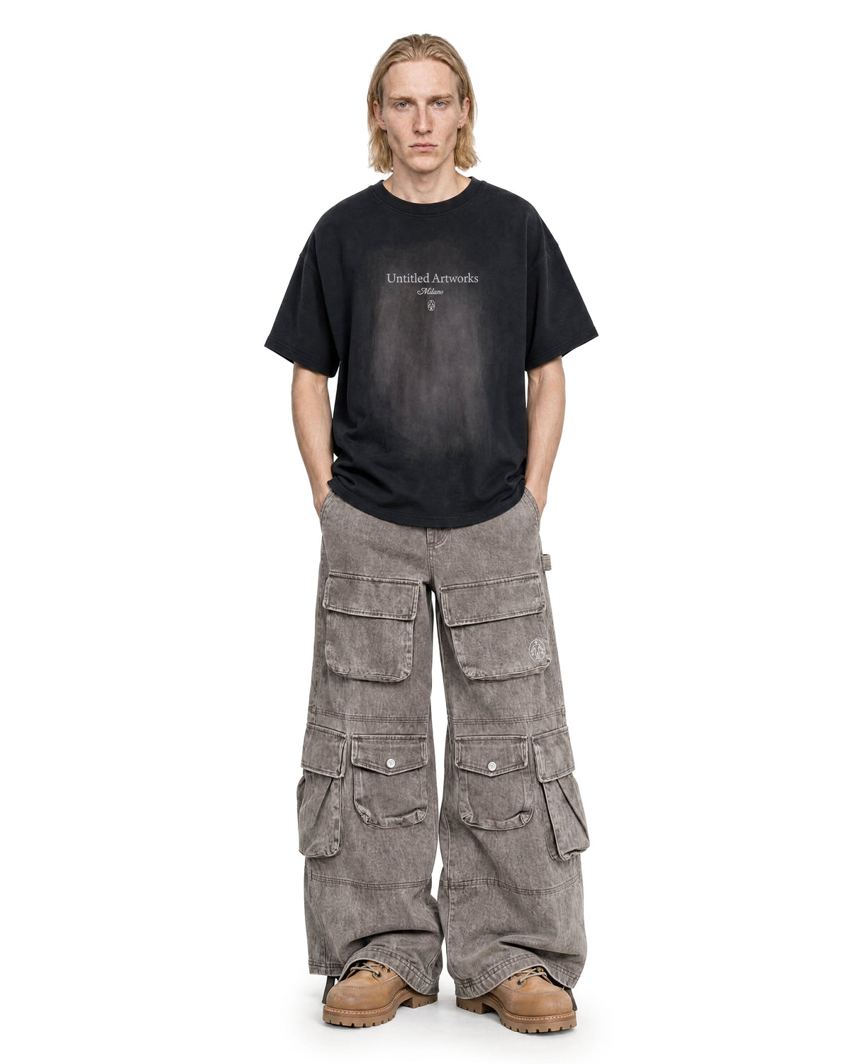 Cargo Wide Pants Washed Taupe