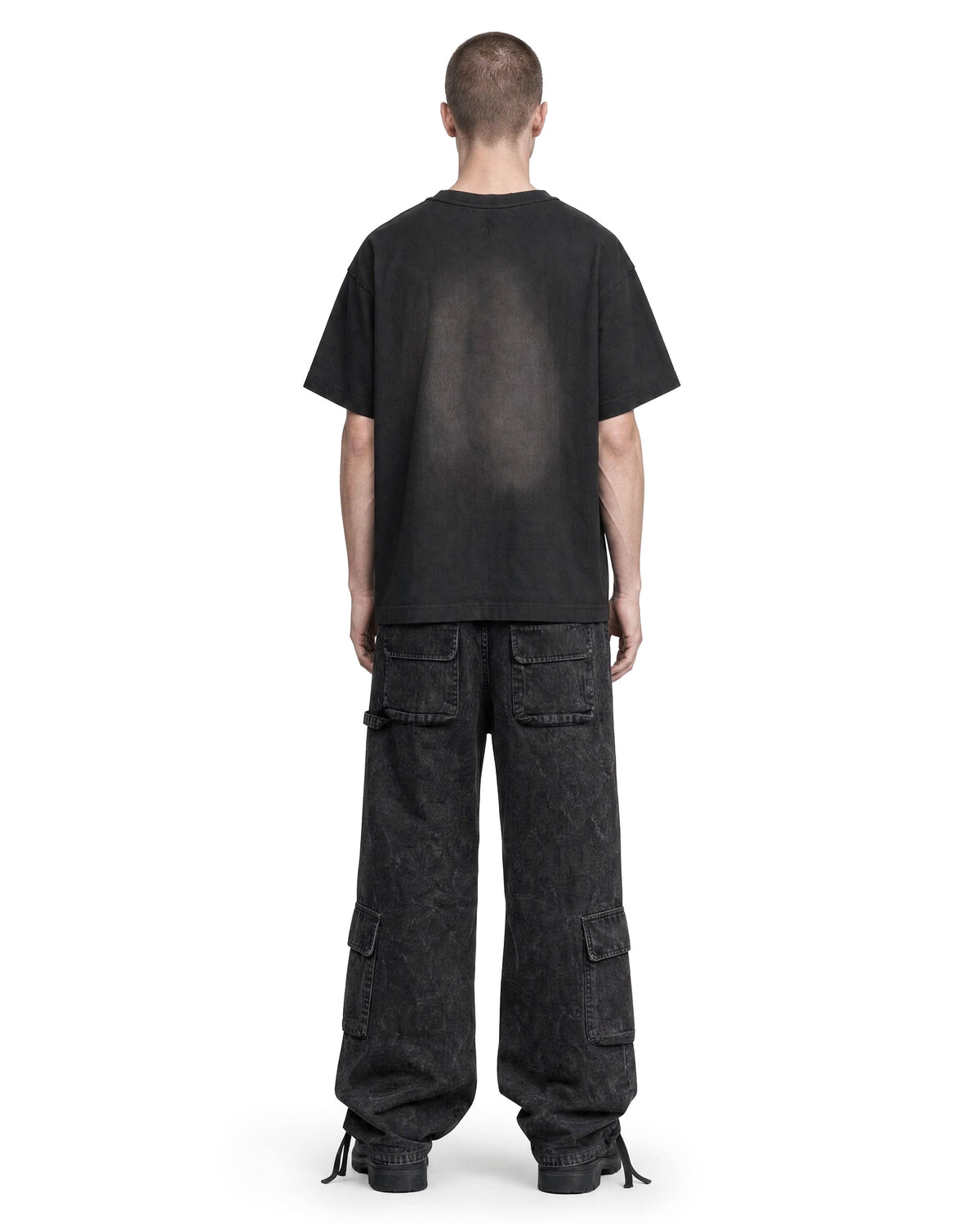 Cargo Wide Pants Washed Black