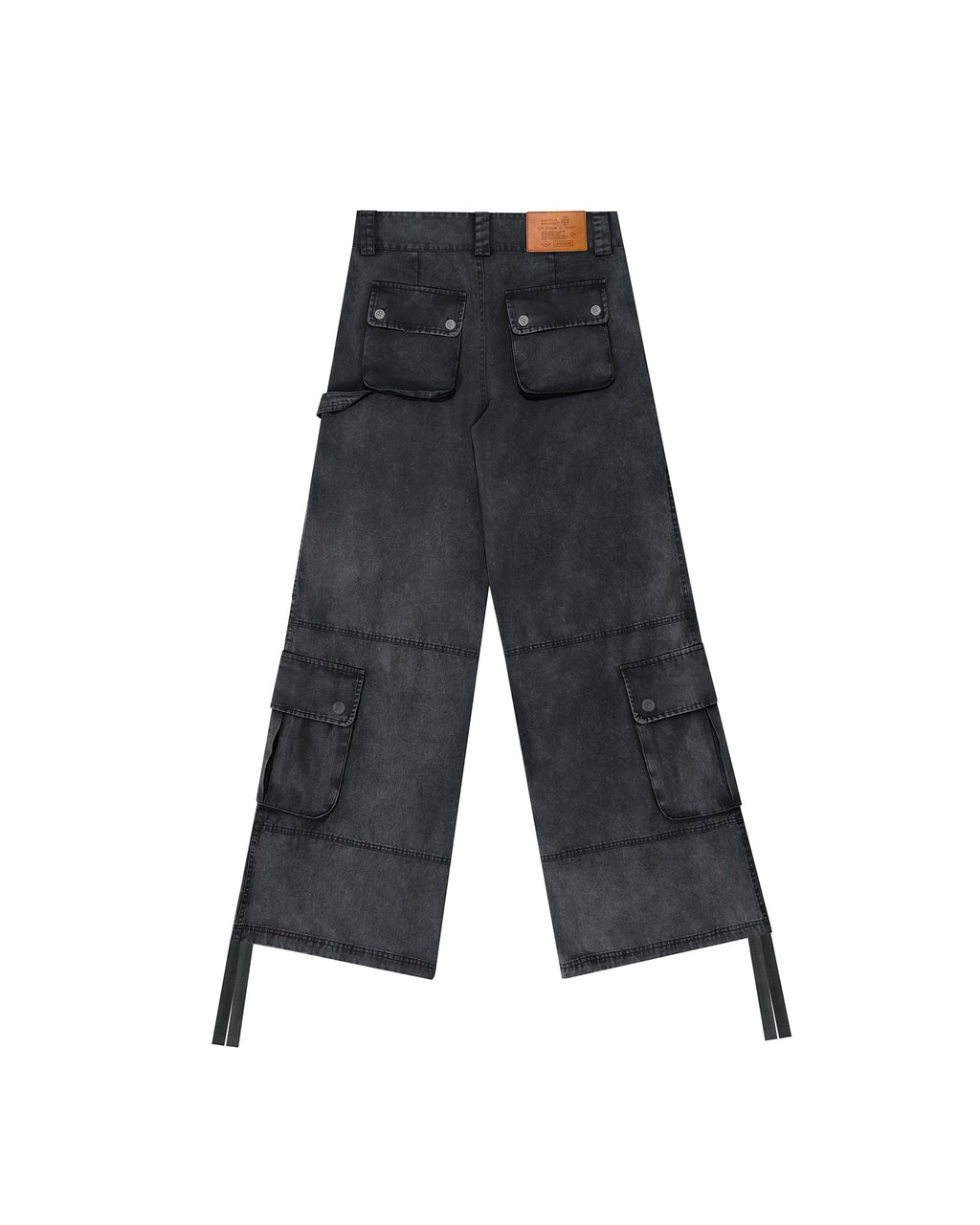 Washed Black Wide-Leg Cargo Pants