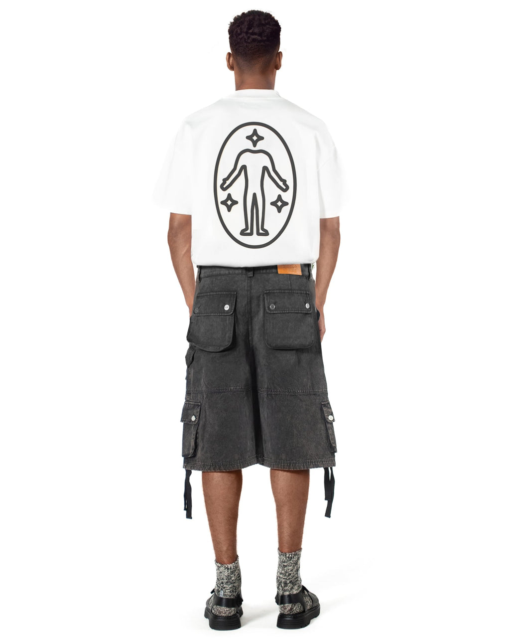 Washed Black Cargo Shorts