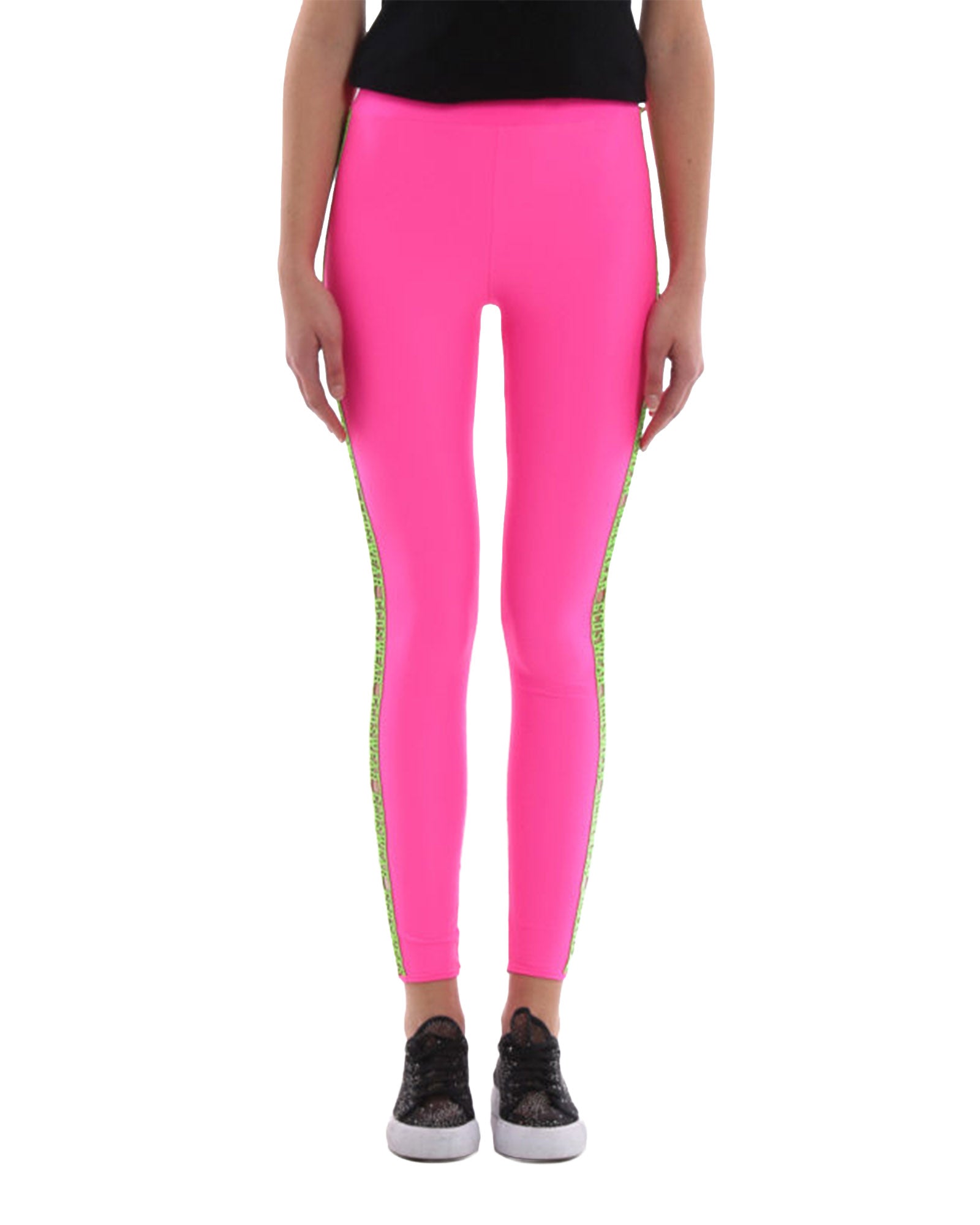Side Bands Fuchsia Nylon Leggings