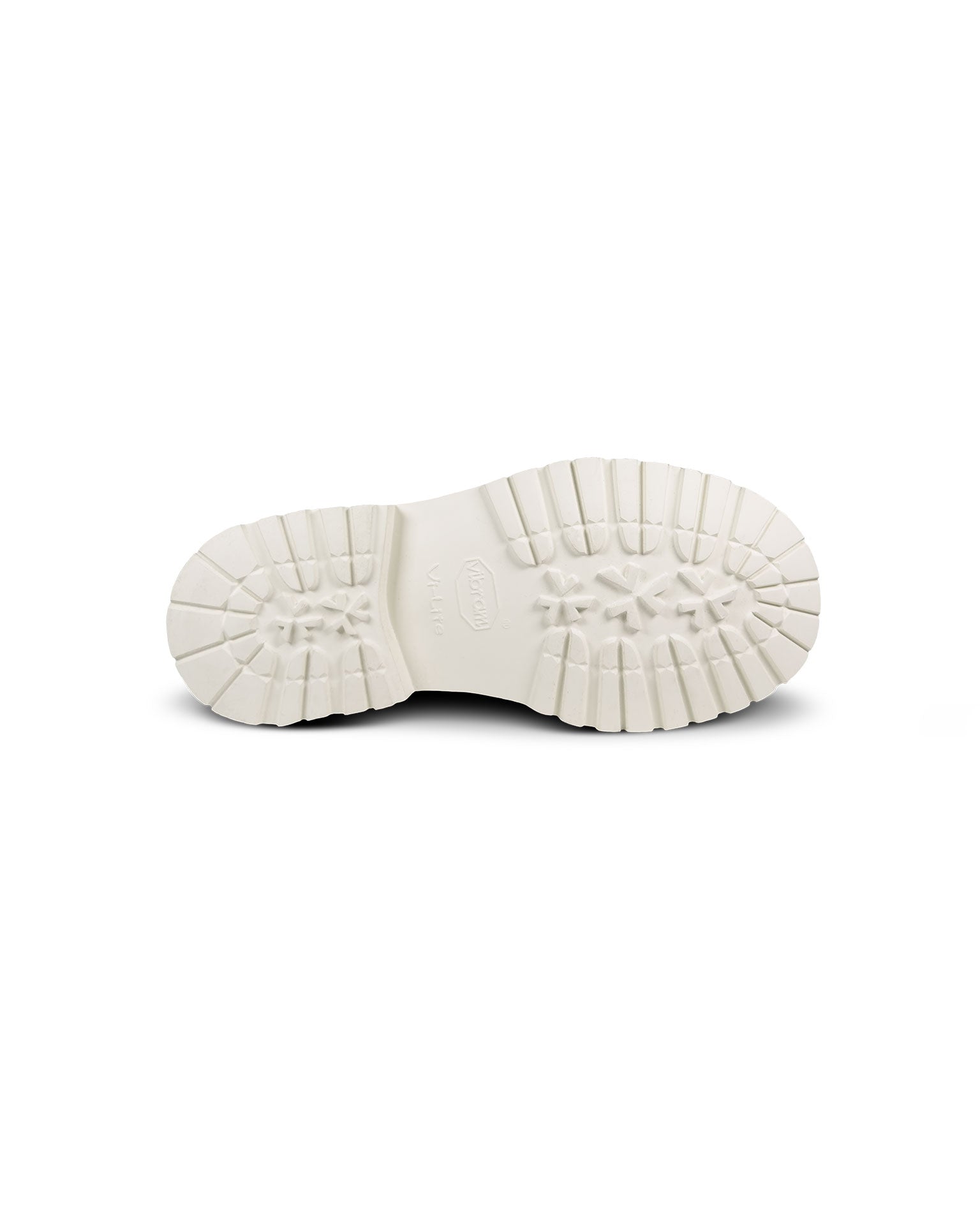 Close-up bottom view of the Untitled Artworks x Fracap Destroyer Boot in White, showcasing the distinctive spray-effect finish and premium leather construction.