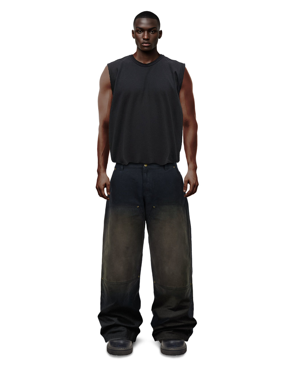 Double Knee Workwear Pants Black